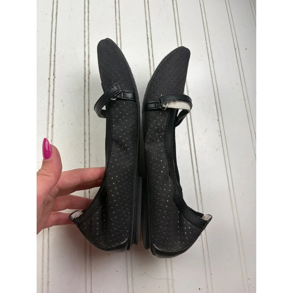 Rialto Perforated Black Slip On Comfort Mary Jane Ballet Flats Women's Size 9M